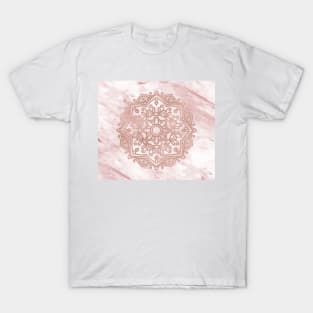 Rose gold mandala - pink marble II T-Shirt